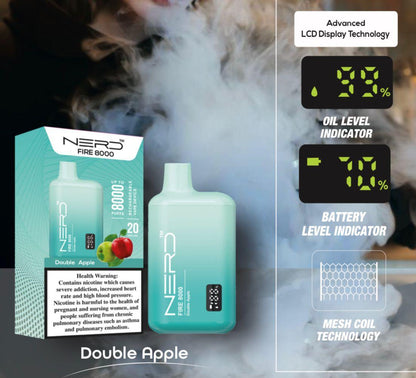 Nerd Fire 8000 Puffs Disposable 2% Nicotine With Advanced LCD Display